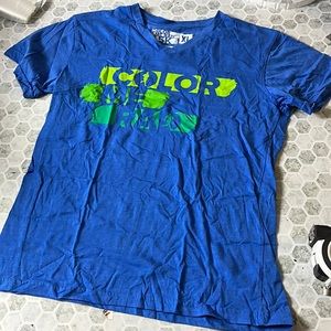 Color Me Rad 5K XL Graphic Blue Green Short Sleeve Marathon Shirt